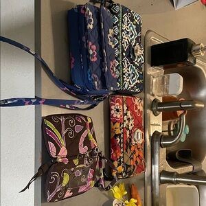 Vera Bradley Navy Blue Floral Quilted Wristlet and Wallet Set